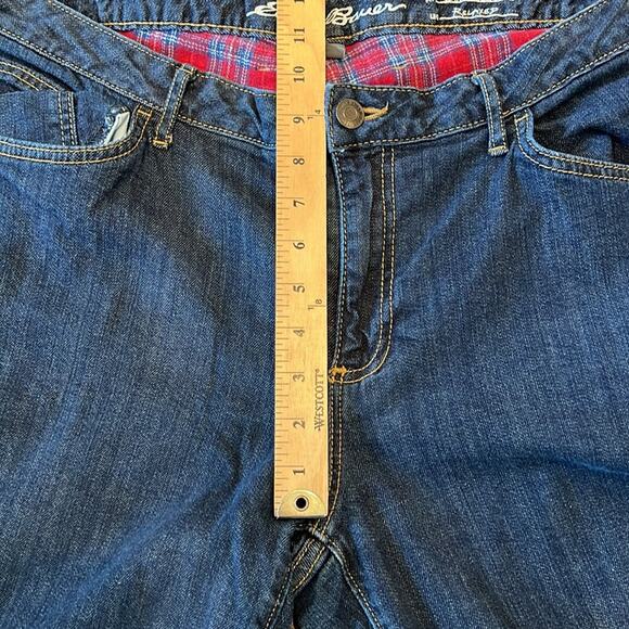 Eddie Bauer Relaxed Boyfriend Mid-Rise Straight Flannel Lined Plaid Jean Size 18 - Picture 6 of 9